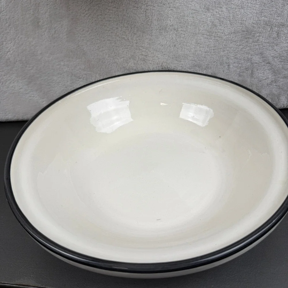 Le Souk Ceramique Tunisia Hand Painted Black White Geometric Ceramic Tagine 10in